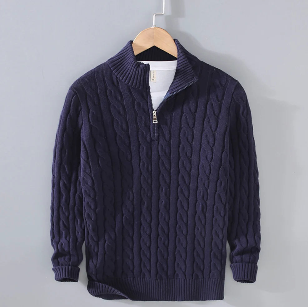CLAUDIO - CABLE KNIT QUARTER-ZIP D