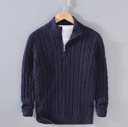 CLAUDIO - CABLE KNIT QUARTER-ZIP D