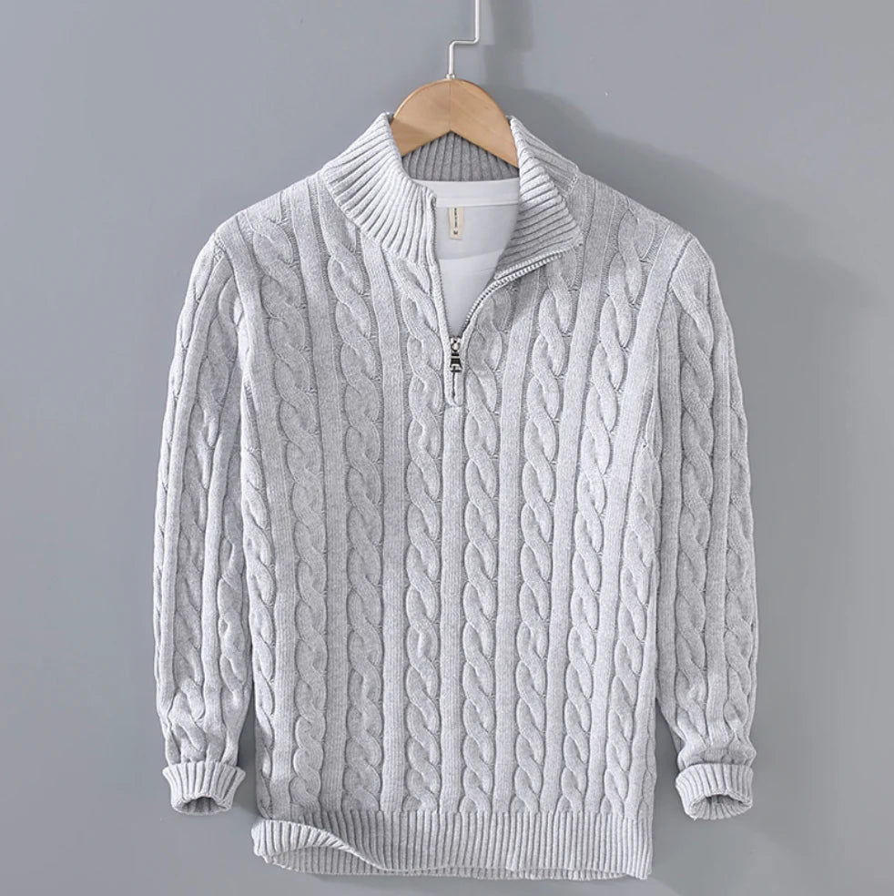 CLAUDIO - CABLE KNIT QUARTER-ZIP D