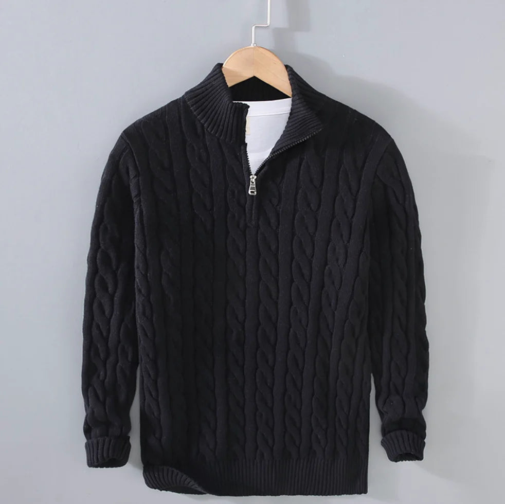 CLAUDIO - CABLE KNIT QUARTER-ZIP D
