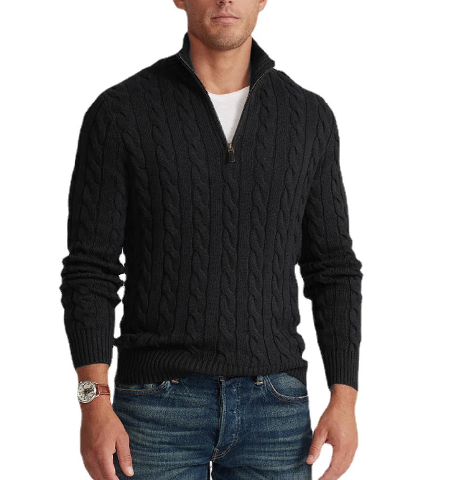 CLAUDIO - CABLE KNIT QUARTER-ZIP D